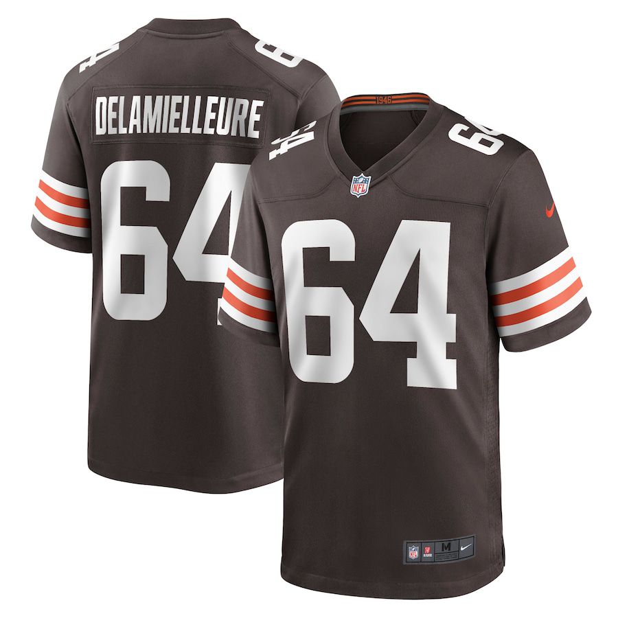 Men Cleveland Browns #64 Joe DeLamielleure Nike Brown Game Retired Player NFL Jersey